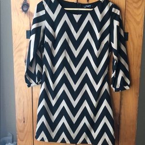 Sequin Hearts Black and Tan chevron dress - Size 3
